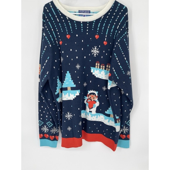 Source Unknown Sweaters - Ugly Christmas Sweater Jumper Adult XXLSnowflakes Hearts‎ Cat Red Glasses Snow